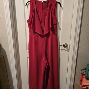 BCBGMaxAzria Sleeveless Red Draped Jumpsuit